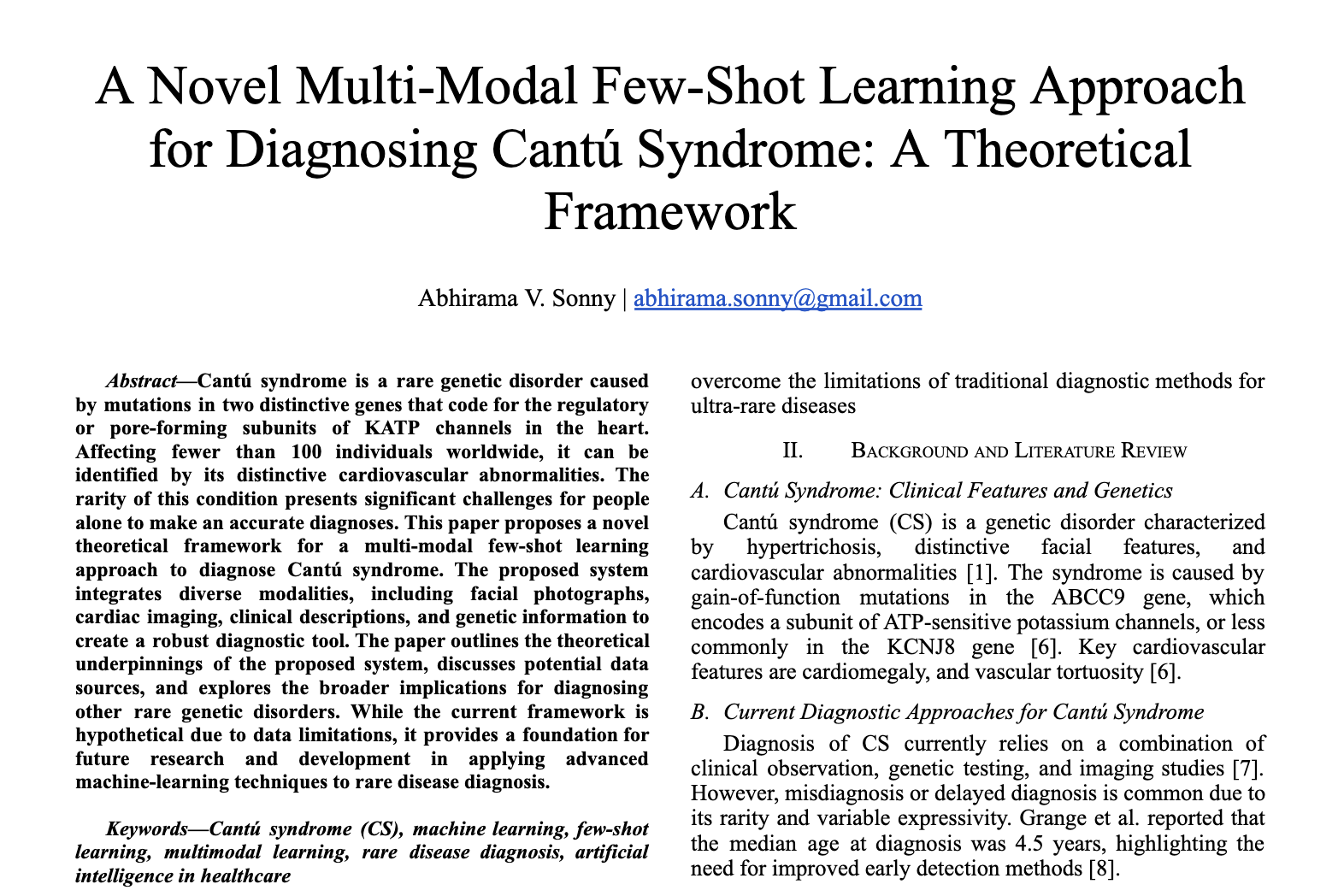 Multi-Modal Few-Shot Learning Diagnosis Framework